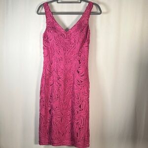 ABSOLUTELY STUNNING Sue Wong Fuchsia Lace Midi Dress